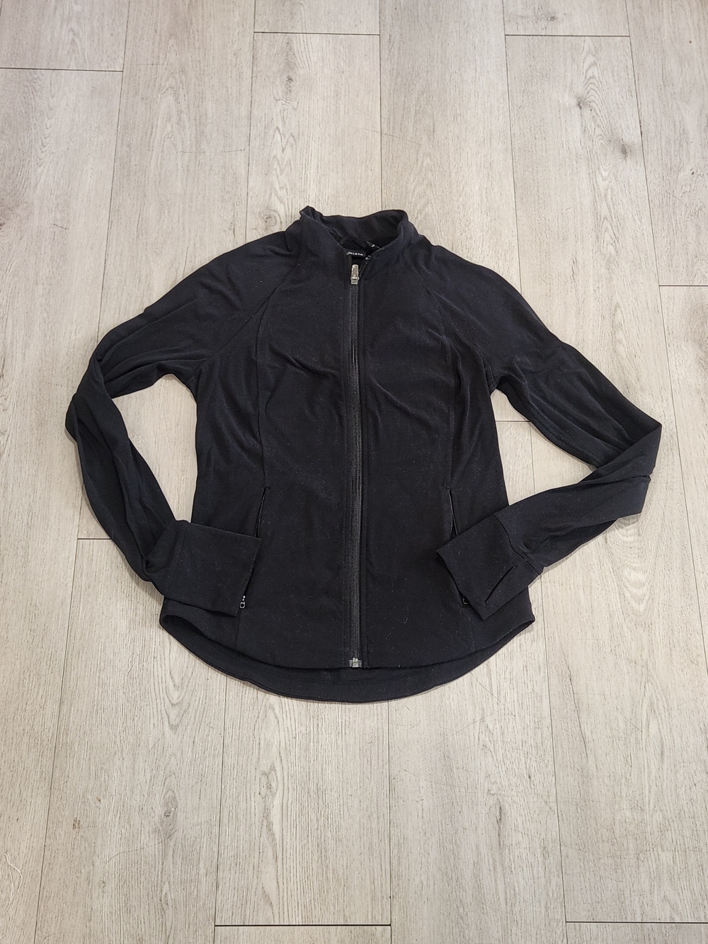 Athleta Black Full Zip Running Jacket SP Small Petite Thumbholes